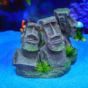 New creative Easter Island stone statue resin aquascape gardening decoration fish tank aquarium aquascape ornaments