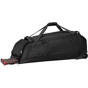 Baseball Catchers Gear Bag Stands Up Protects Bottom Inline Skate Wheels 5 Bat Padded Compartment Wheeled Catchers Bag