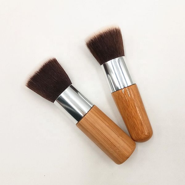 Cosmetic Makeup Beauty Tool Bamboo Flat Blending Brush Excellent Flat Top Bamboo Handle Kabuki Foundation Brush