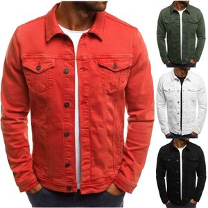 2024 Hot Design Autumn Button Plus Size Jeans Jacket for Men Casual Red Denim Jacket