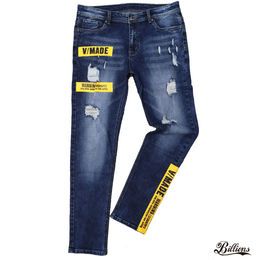 Men Denim Jean Print Big Broken Pants Men's Jeans Skinny Fit