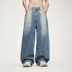 GDTEX custom baggy jeans street wear monkey washed denim wide leg jeans baggy jeans for men