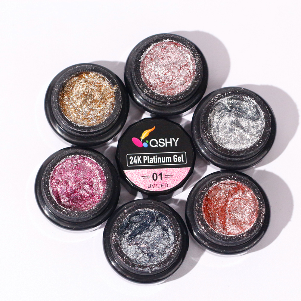 Factory Direct Sale Fashion Salon Professional 15ml 24K Glitter Nail Painting Platinum Gel Nails Products UV Gel Nail Polish
