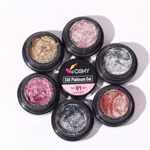 Factory Direct Sale Fashion Salon Professional 15ml 24K Glitter Nail Painting Platinum Gel Nails Products UV Gel Nail Polish