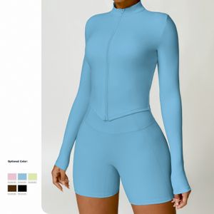 New Zipper Sports Jackets  Quick Dry Long Sleeve Slim Fit Sports Tops Women Workout Running Yoga Jacket Coat Sports Wear