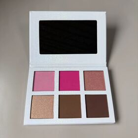 New 6 Colors Glitter Waterproof & Long Lasting Shimmer Face Blush Contour Highlighter Makeup Palette Powder Blush Private Label