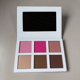 New 6 Colors Glitter Waterproof & Long Lasting Shimmer Face Blush Contour Highlighter Makeup Palette Powder Blush Private Label