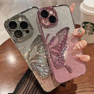 fashion  quicksand  Butterfly  phone case for  iphone15 plus  14 pro max  luxury  style  Glitter powder  phone cover 13pro ip12