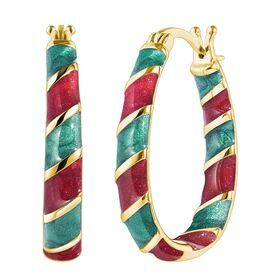 Wholesale Christmas Hoop Earrings for Women Xmas Enamel Holiday Ornament Loop Earring Charm Jewelry Gift for woman
