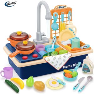 Kids Pretend Play Featuring Faucet Dishwasher Playing Toy with Running Water Kitchen Sink with Cooking Stove Kitchen Toys