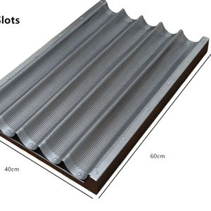 XLR Commercial Use Big Size 5 Slots 10 Slots Aluminum Baguette Tray Non-stick Perforated Loaf Pan for French Baking