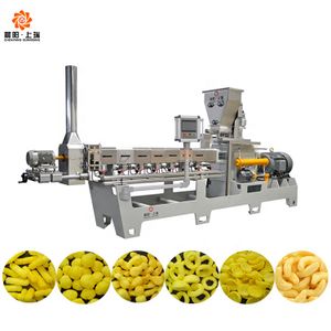 Automatic corn puff snacks food extruder cheese ball making machine plant
