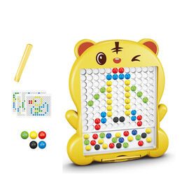 Magnetic Drawing Board for Kids Toddlers with Magnetic Dot Art - Educational Montessori Toy for Ages 3-6 Yellow Tiger Design