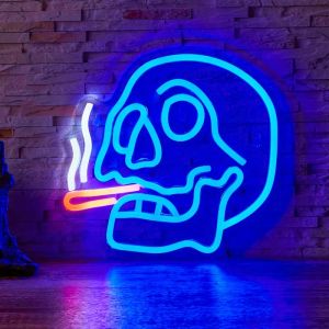 1pc Backboard Led Neon Light, Cigar Skull For Home Decor Man Cave Neon, Powered By USB 5V