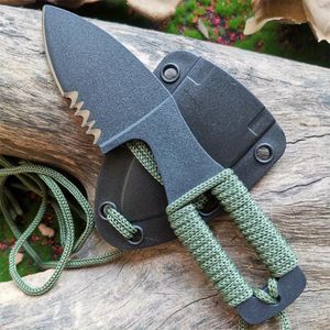 Factory OEM Custom Lightweight Flat Edge Straight Back Blade Compact Stainless Steel Neck Knife for Outdoor Utility