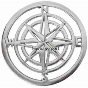 Compass design metal trivet shiny sturdy finished trivet for table top and kitchen counter use with wholesale custom colors