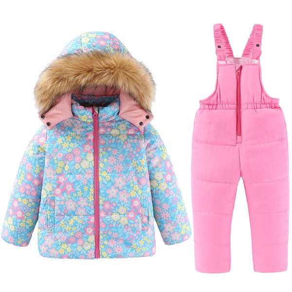 Little Girl's Snow Suit Set Puffer Jacket & Pants Children Waterproof 2-Piece Ski Ski Snow Winter Wear