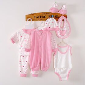 Wholesale 8 Pieces Pack Baby Clothing Sets Newborn Gift Baby Boys Clothes Cotton Girls Romper+Pants+Hats+Bibs+Booties+Vest Baby