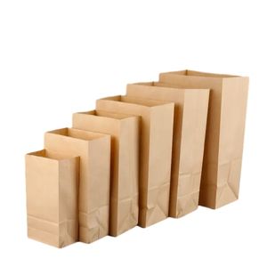 Custom Cheap Food Packaging Brown Kraft Paper Bread Bag Wholesale Recyclable greaseproof Food Paper Bag