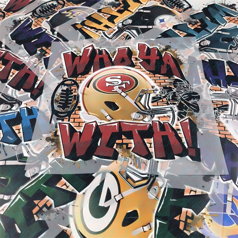 Shishi City Hushi Trade Ltd New design clothes stickers vinyl sheet screen printing inks garment labels NFL team stickers dtf heat transfers for t-shirts