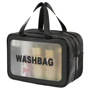 Custom Logo Clear Makeup Bag Female PVC Transparent PU Makeup Brush Beauty Skin Care Pouch Cosmetic Toiletry bag