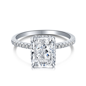 Dylam 4 CT Engagement Weddings Bridal Rings Anniversary Solitaire Halo Promise S925 Silver Ring Perfect for Gift