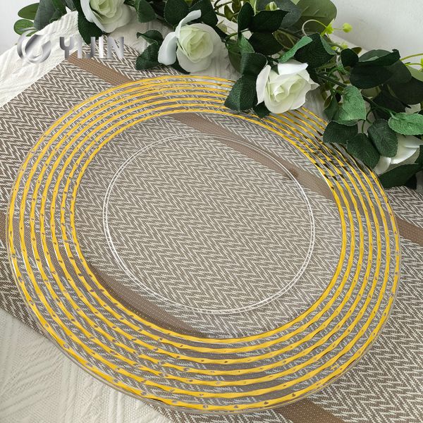 Bulk Stylish Silver Plastic Charger Plates Dinner Charger for Formal Dinners Wedding Party