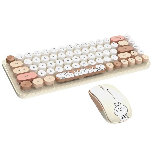 MOFii fashionable Wireless keyboard and mouse set girls office cute illustration compact desktop notebook in 2024