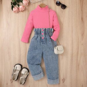 Wholesale Children Girls Autumn Spring Clothing Sets Kids Long Sleeve Print Top and Pant two piece Set