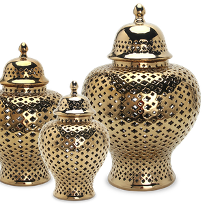 Modern Light gold Ginger Jar Luxury Ceramic vase house decor Interior Design Wedding Decor customizable