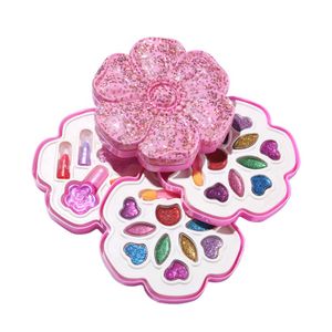 3-layer Flower Shape Cosmetic Set DIY children Non-toxic Real Girl Cosmetic Kit Toy Gift Hot Selling Makeup Set For Kids