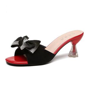 New Crystal heel   bow sandals women's summer outdoor wear all-match thin heel high heel pers