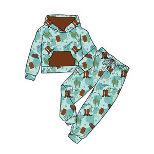 Light cyan style spring autumn hoodie set  long sleeve long leisure sport pant with hat various patterns kids boy clothing
