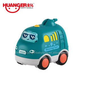 Huanger Early Educational Free Wheel Friction Car Toys Baby Friction Toy Vehicle Plastic With Light And Music