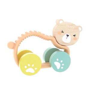 Worldof Rolling Autism Wood Educational  Pull String Montessori Activity Baby Sensory Toys Silicone Racing Car For Newborn