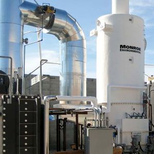 12,500 CFM Wet Scrubber for Cl2, HCL, & SO2 removal from RTO exhaust, FRP construction