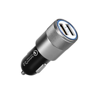 2024 5V 3.1A 2.4A Dual USb Aluminum Alloy Case Metal Quick Fast Car Charger with led light