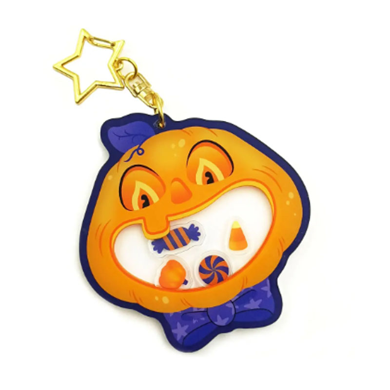 Liangyou Household (jinhua) Co., Ltd Custom Cute Shaking Shaker Anime Acrylic Keychain Halloween Pumpkin Black Cat Pendant Women Girls Party Favor Small Plastic