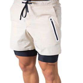 Hot Selling Custom Mens Polyester Sport Wear Shorts 2 in 1 Running Sport Gym Shorts With PocketsPopular