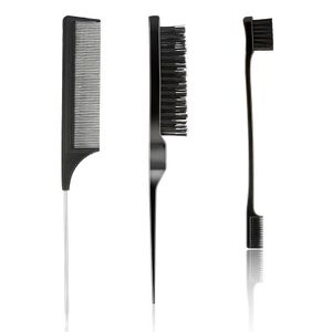 3pcs Portable Hair Dye Comb Professional Salon Hair Styling Comb Set Boar Bristle Hair Comb Rat Tail Comb Kits