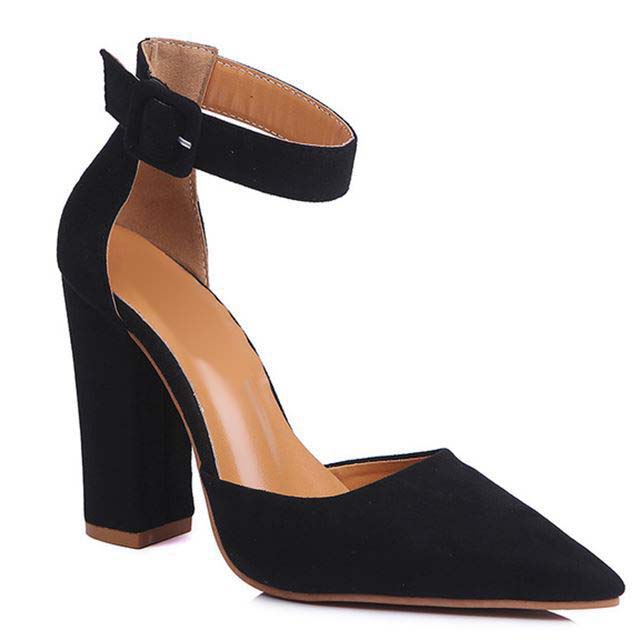 2022 new fashion summer wholesale customized pointed toe chunky thick high heels ankle strap women sandals sheos