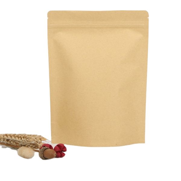 Food grade pouch coffee scrub bag brown kraft paper ziplock bags