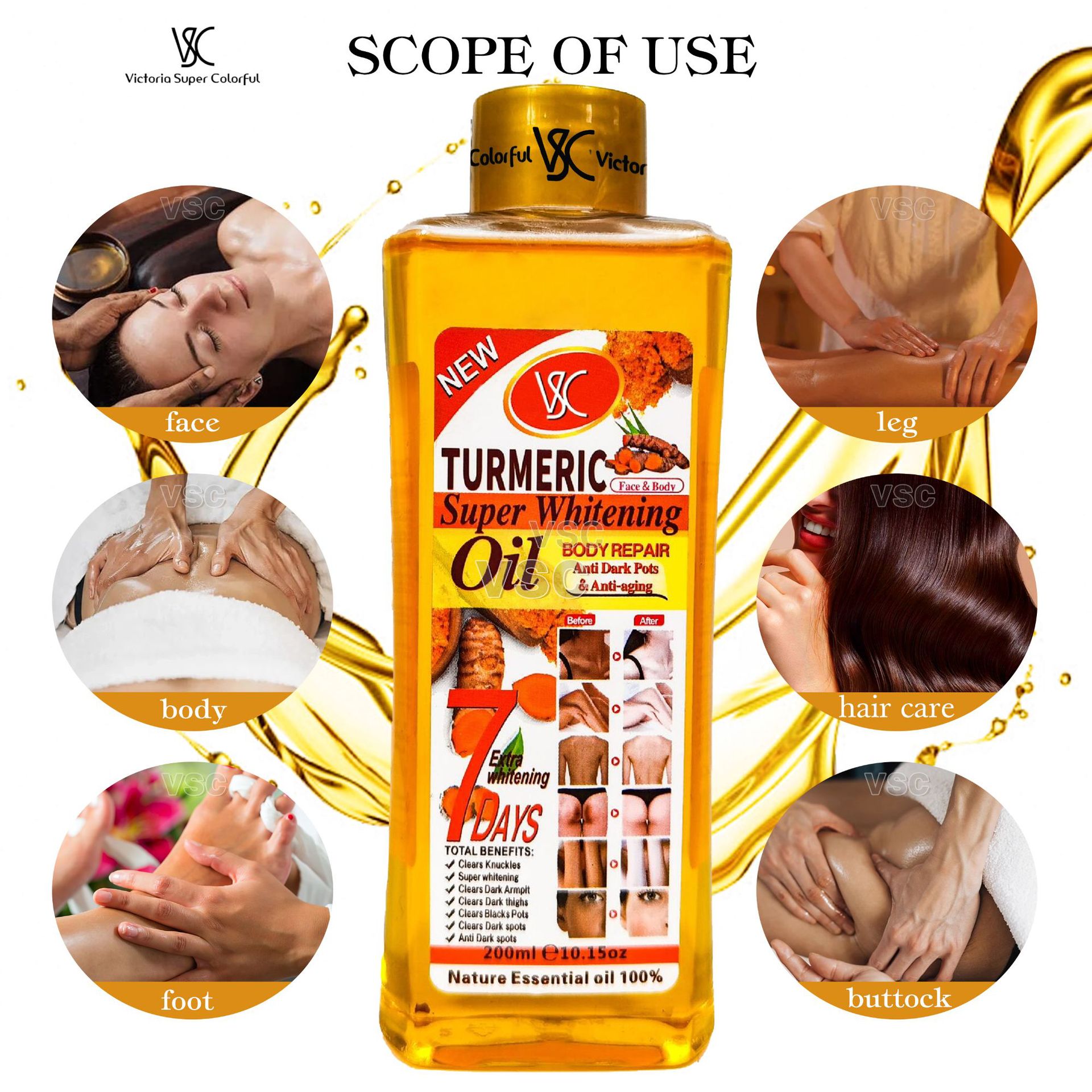 Hebi Yilan Trading Co., Ltd. Cross-border Foreign Trade 7 days Turmeric Essential Oil Moisturizing And Fever Ginger Oil Body Massage Oil 200ml