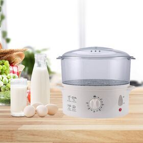 Factory Hot Sale Electric Food Steamers White Plastic cooker electric hot pot with steamer