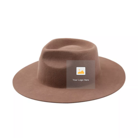 LINGLONG Manufacturer Custom 100% Wool Felt Wide Brim Men Stylish Lavish Woolen Solid Dark Teal Color Fedora Hat Party Hats