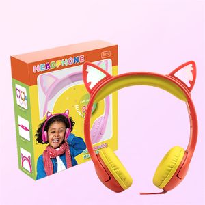 LED light headphones sharing music factory selling Wired Safety Audio  Protect hearing cat ear Kids wired 3.5mm Headphone