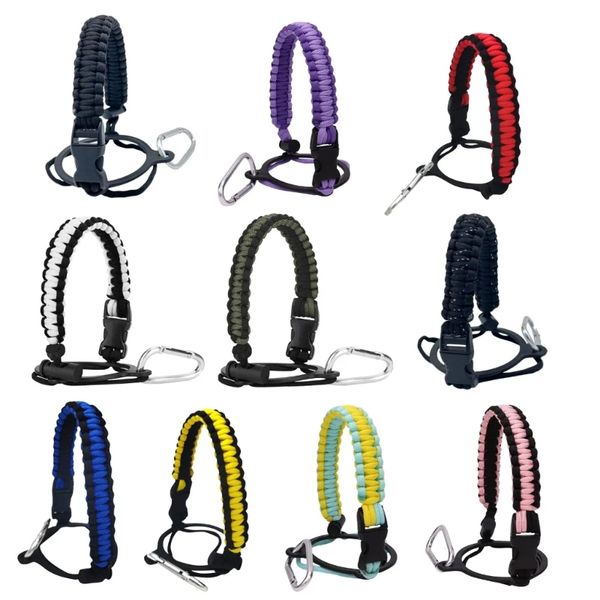 Custom Logo Personalized Durable Water Bottle Paracord Handle Strap With Carabiner For Outdoor Activities