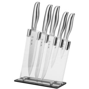 Super Sharp ergonomic handle 6PCS High Carbon Stainless Steel Knives with Acrylic Stand  Chef Kitchen Knife Set home hero