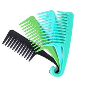 Wholesale 7 Colors Custom Logo Wide Tooth Comb Plastic Shower Comb With Hook