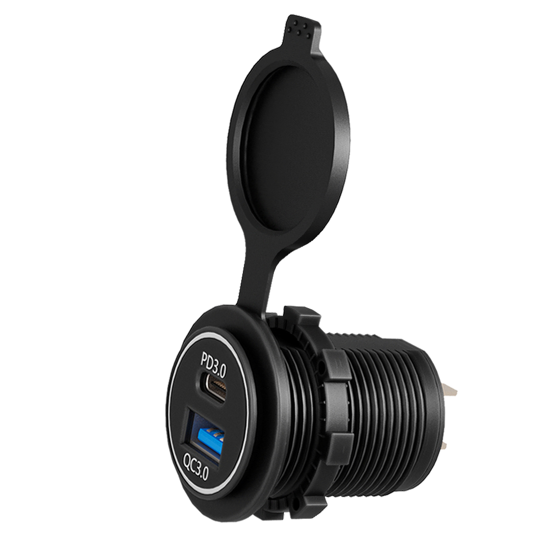 Waterproof Dual Ports 12V 48W Qc3.0 Pd Type C Car Socket Qc 3.0 Usb Charger Socket Usb Car Charger Type C For Rv Golf
